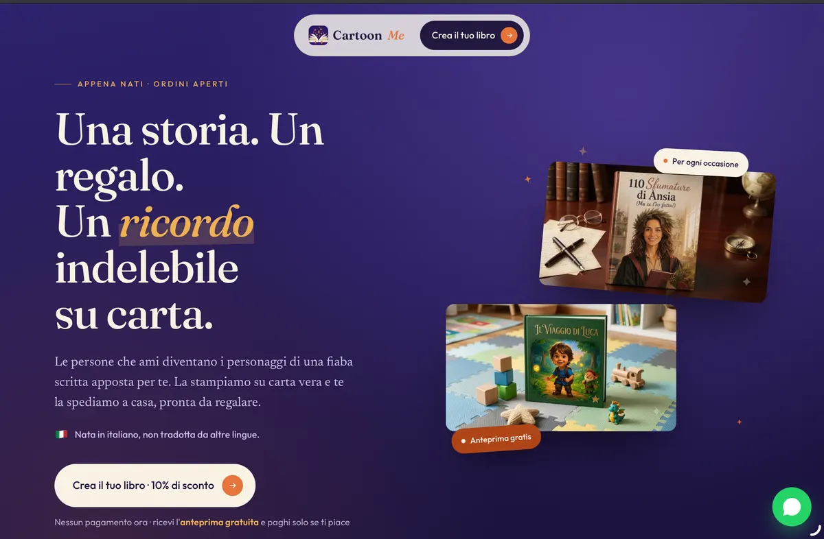 Sito CartoonMe — libri illustrati personalizzati